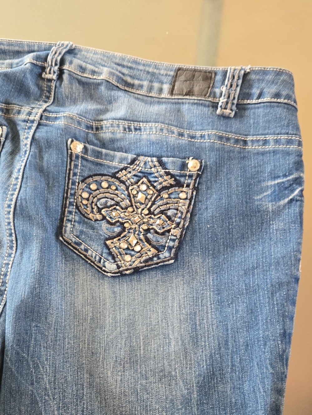Love Nation Blue Embellished Pocket Capris
